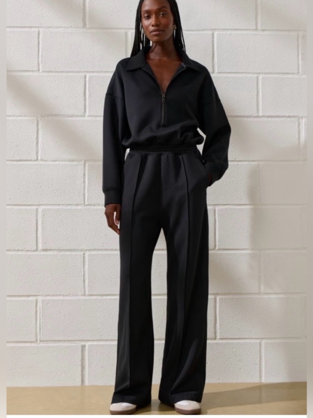 Abercrombie and fitch YPB neoKNIT black Long Sleeve Half-Zip Jumpsuit size XL